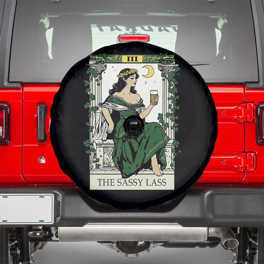 The Sassy Lass Tarot Card Spare Tire Cover Funny St Patrick's Day TS02 Black Print Your Wear