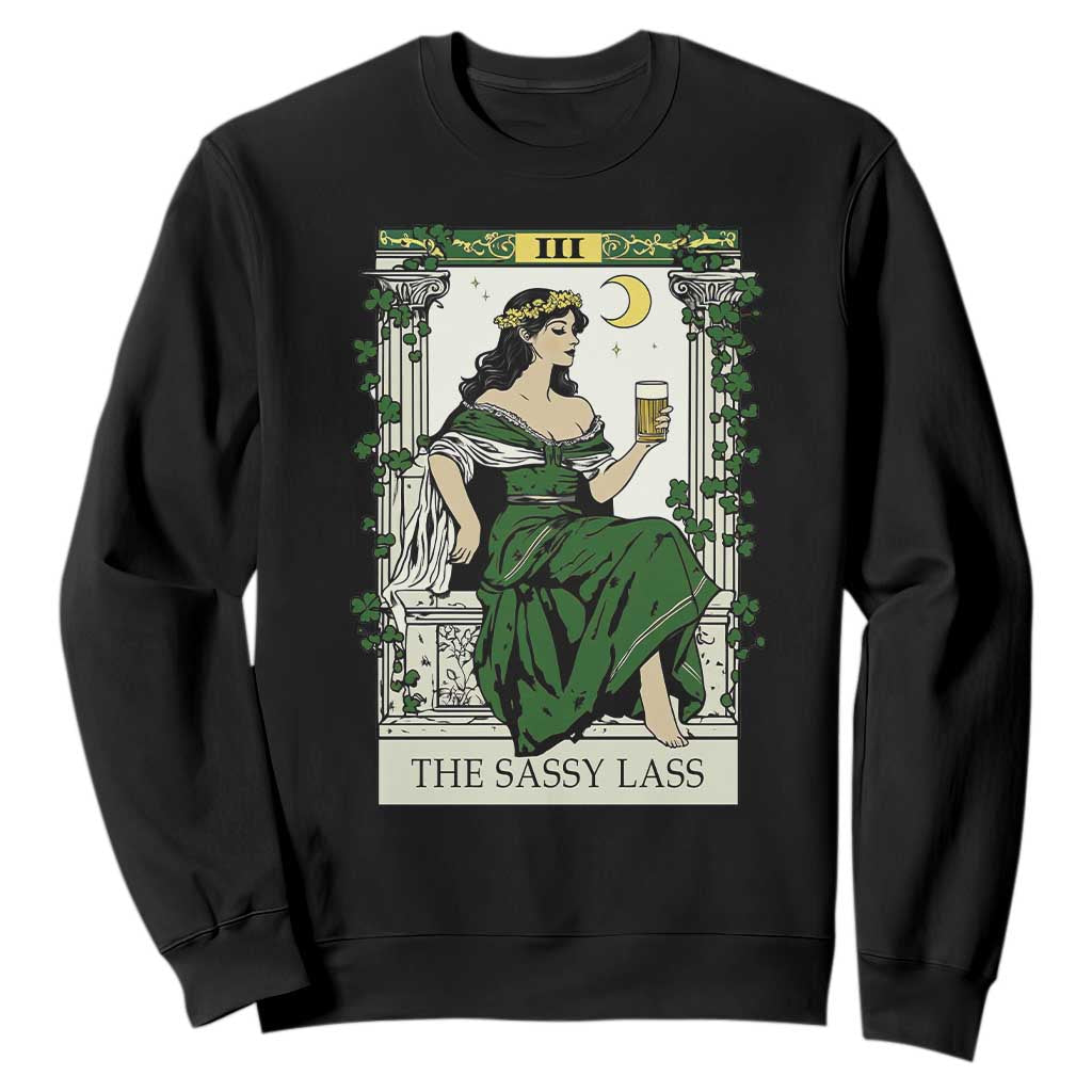 The Sassy Lass Tarot Card Sweatshirt Funny St Patrick's Day TS02 Black Print Your Wear