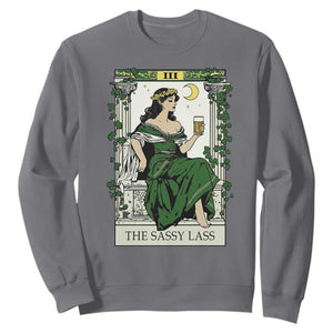 The Sassy Lass Tarot Card Sweatshirt Funny St Patrick's Day TS02 Charcoal Print Your Wear