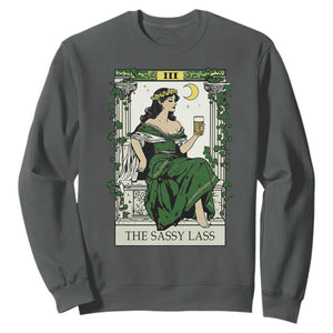 The Sassy Lass Tarot Card Sweatshirt Funny St Patrick's Day TS02 Dark Heather Print Your Wear