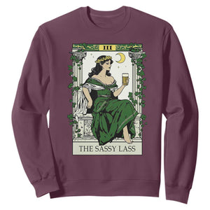 The Sassy Lass Tarot Card Sweatshirt Funny St Patrick's Day TS02 Maroon Print Your Wear