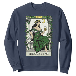 The Sassy Lass Tarot Card Sweatshirt Funny St Patrick's Day TS02 Navy Print Your Wear
