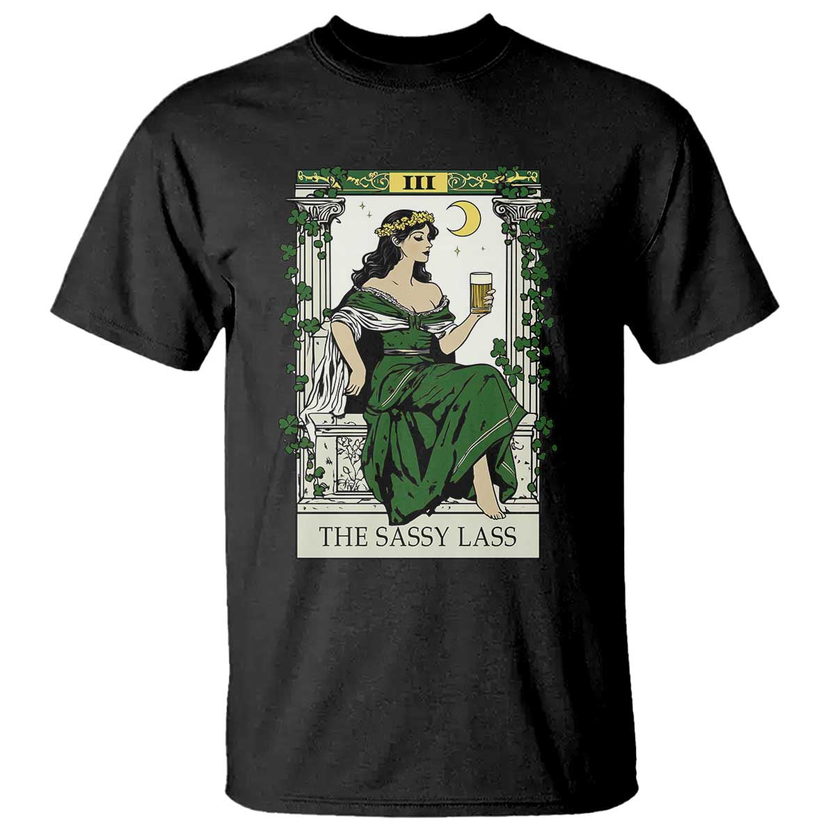The Sassy Lass Tarot Card T Shirt Funny St Patrick's Day TS02 Black Print Your Wear