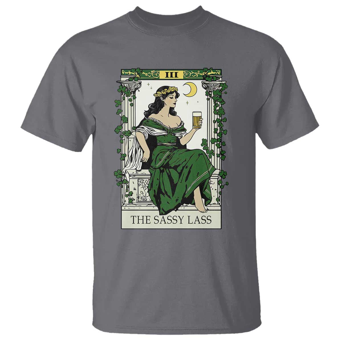 The Sassy Lass Tarot Card T Shirt Funny St Patrick's Day TS02 Charcoal Print Your Wear