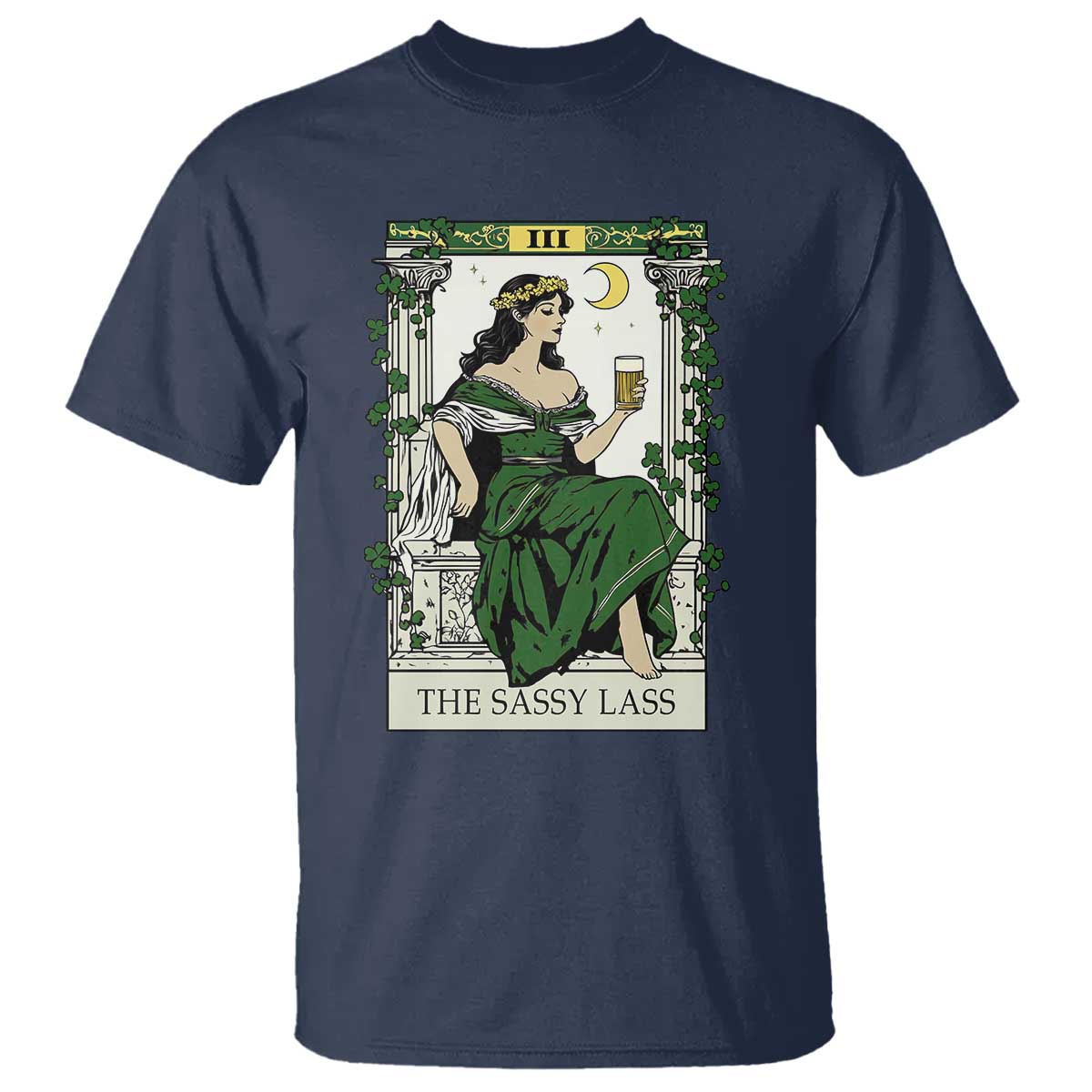 The Sassy Lass Tarot Card T Shirt Funny St Patrick's Day TS02 Navy Print Your Wear