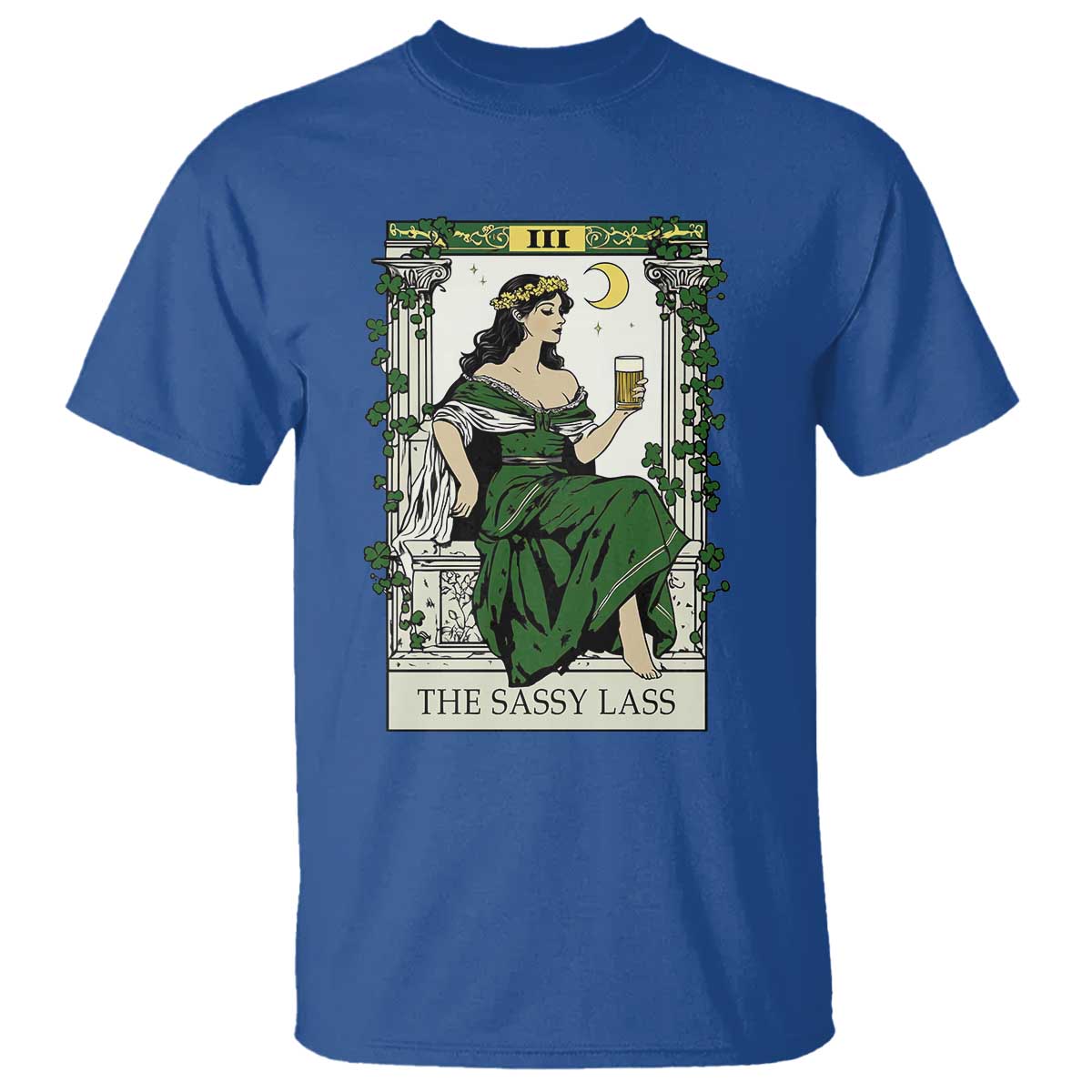 The Sassy Lass Tarot Card T Shirt Funny St Patrick's Day TS02 Royal Blue Print Your Wear