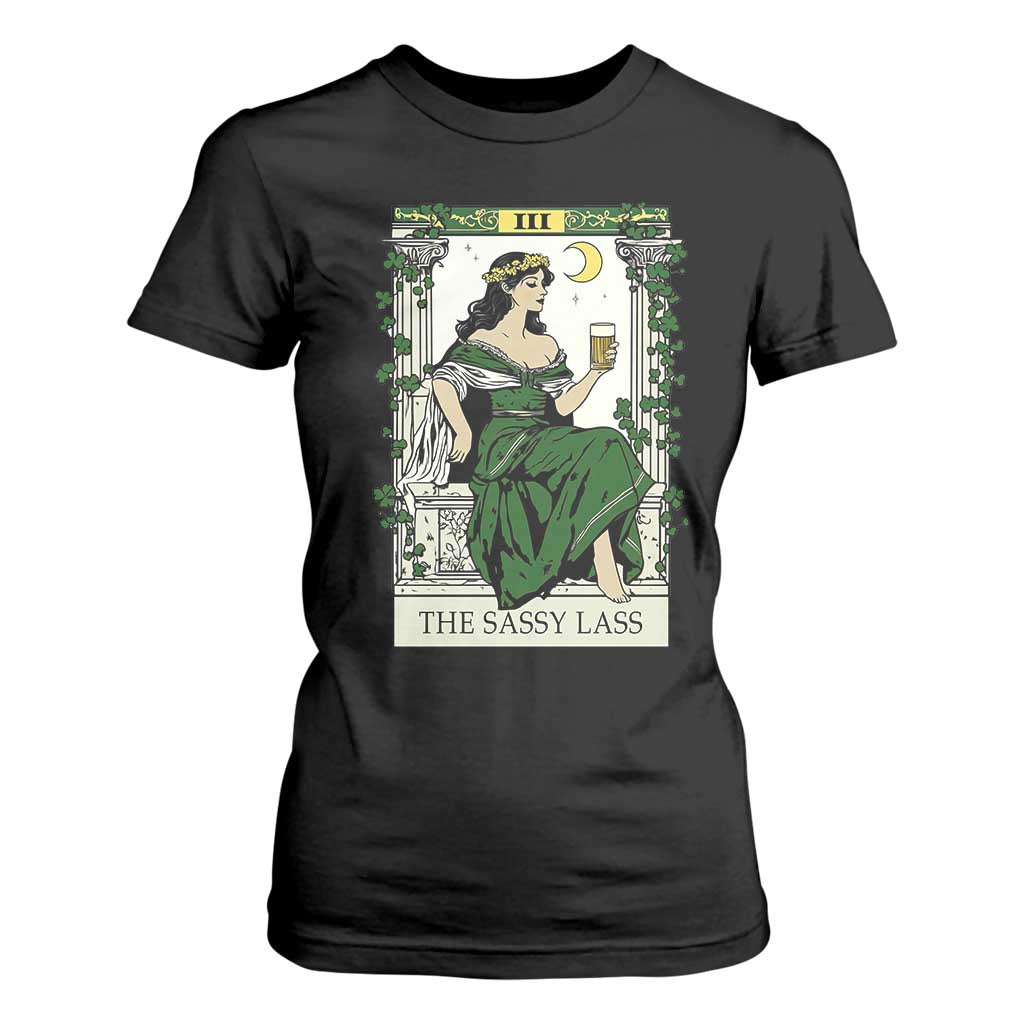 The Sassy Lass Tarot Card T Shirt For Women Funny St Patrick's Day TS02 Black Print Your Wear