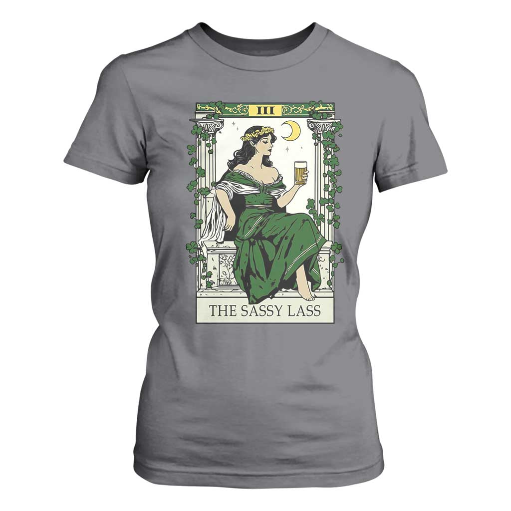 The Sassy Lass Tarot Card T Shirt For Women Funny St Patrick's Day TS02 Charcoal Print Your Wear