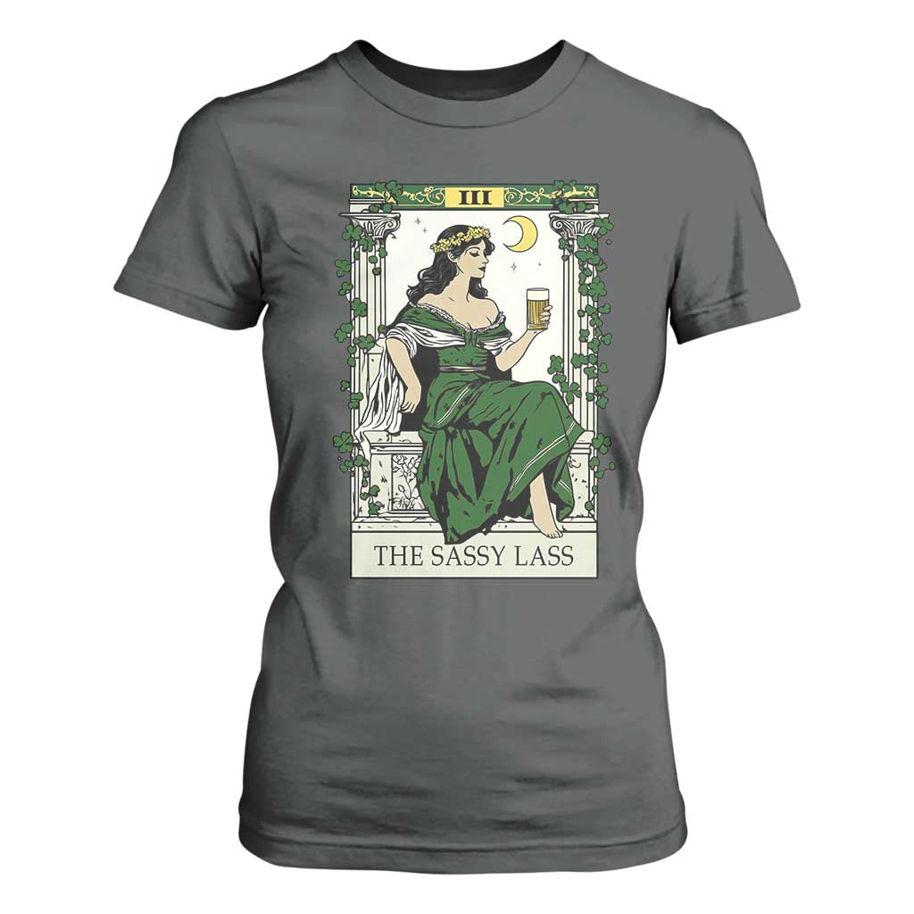 The Sassy Lass Tarot Card T Shirt For Women Funny St Patrick's Day TS02 Dark Heather Print Your Wear
