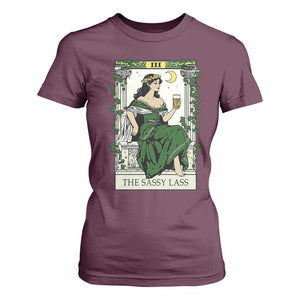The Sassy Lass Tarot Card T Shirt For Women Funny St Patrick's Day TS02 Maroon Print Your Wear