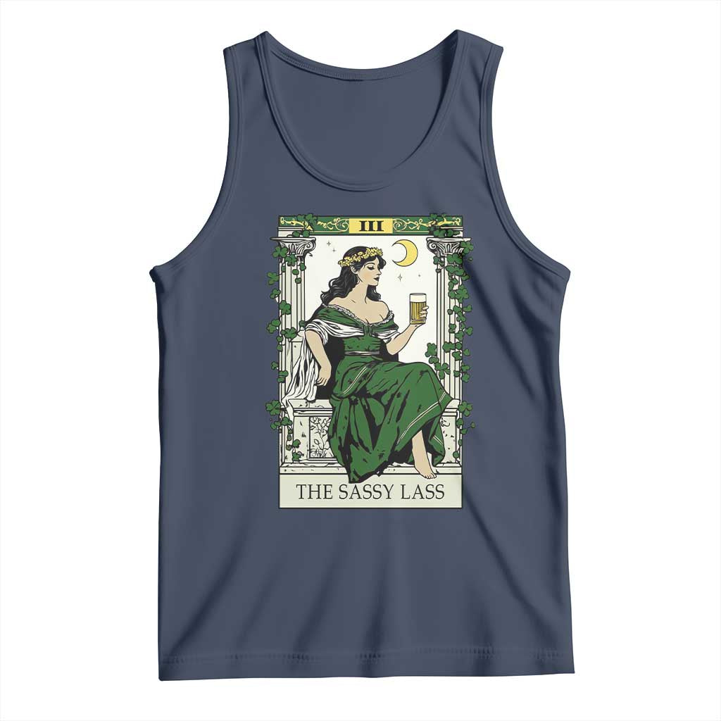 The Sassy Lass Tarot Card Tank Top Funny St Patrick's Day TS02 Navy Print Your Wear