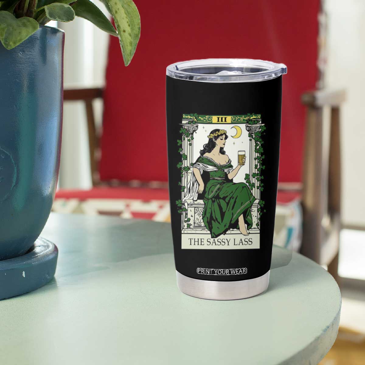 The Sassy Lass Tarot Card Tumbler Cup Funny St Patrick's Day TS02 Print Your Wear