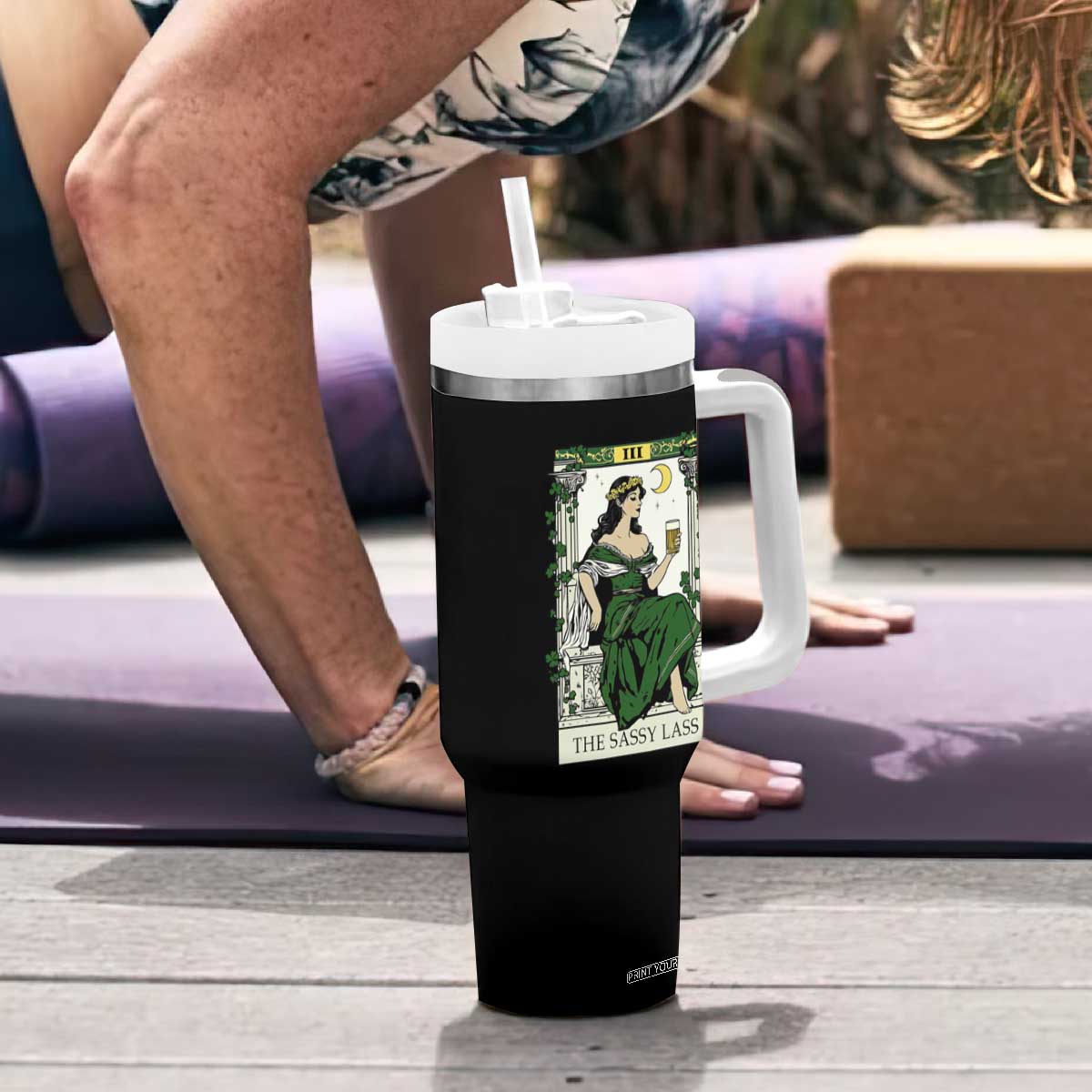 The Sassy Lass Tarot Card Tumbler With Handle Funny St Patrick's Day TS02 Print Your Wear