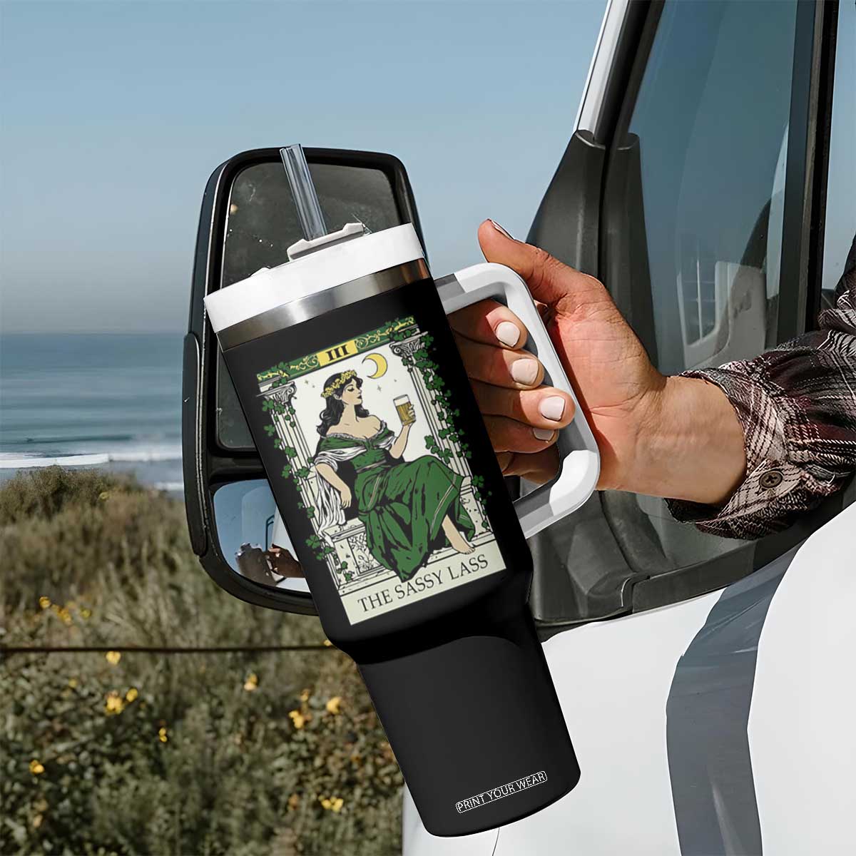 The Sassy Lass Tarot Card Tumbler With Handle Funny St Patrick's Day TS02 Print Your Wear