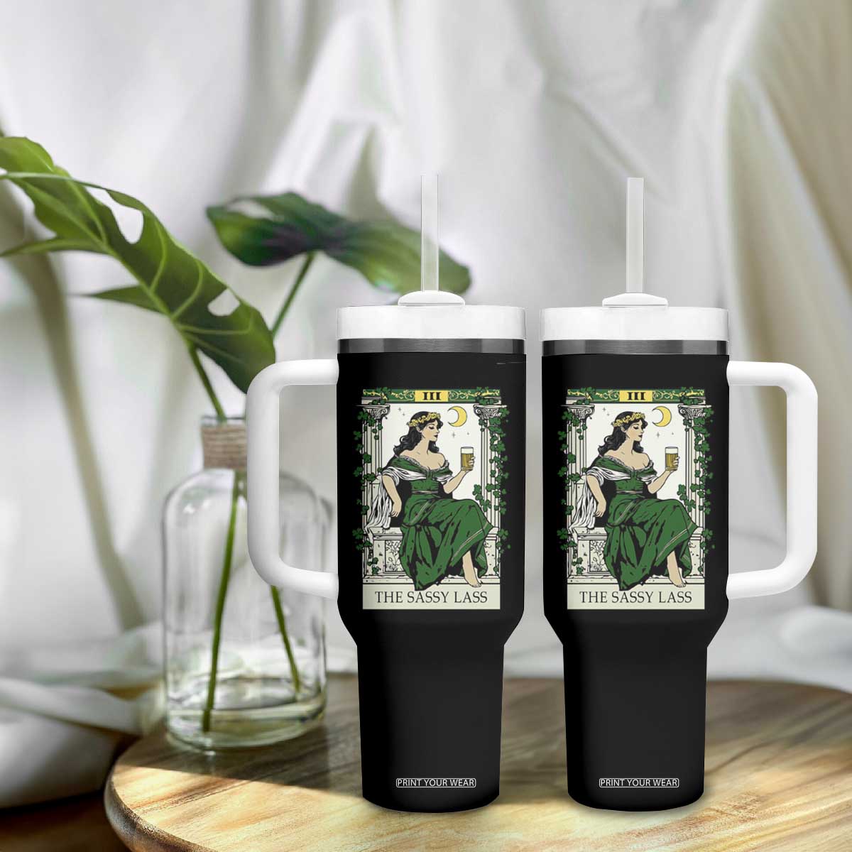 The Sassy Lass Tarot Card Tumbler With Handle Funny St Patrick's Day TS02 Print Your Wear