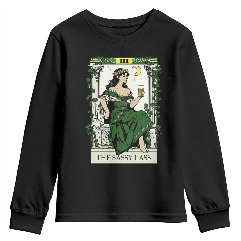 The Sassy Lass Tarot Card Youth Sweatshirt Funny St Patrick's Day TS02 Black Print Your Wear