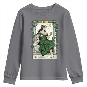 The Sassy Lass Tarot Card Youth Sweatshirt Funny St Patrick's Day TS02 Charcoal Print Your Wear