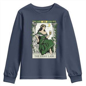 The Sassy Lass Tarot Card Youth Sweatshirt Funny St Patrick's Day TS02 Navy Print Your Wear