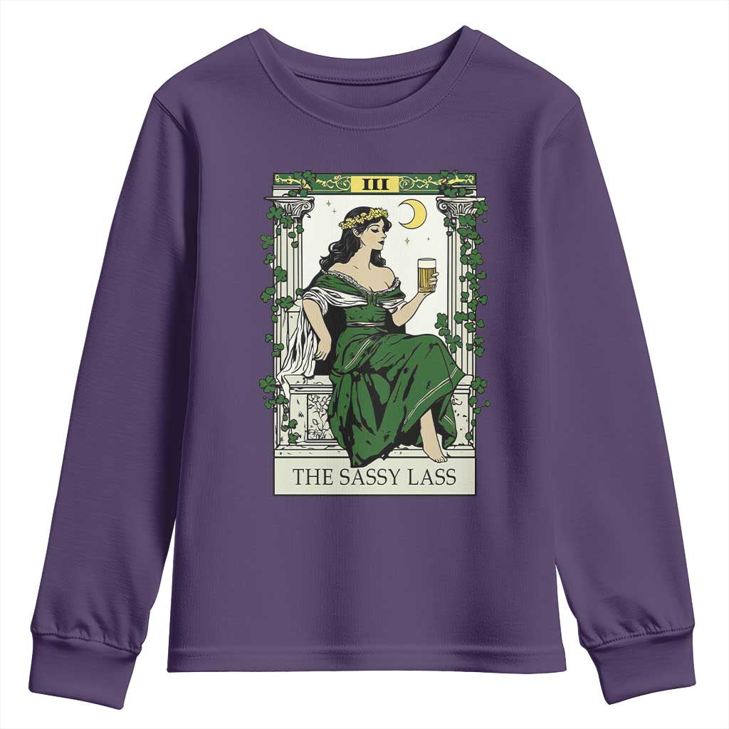 The Sassy Lass Tarot Card Youth Sweatshirt Funny St Patrick's Day TS02 Purple Print Your Wear