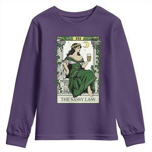 The Sassy Lass Tarot Card Youth Sweatshirt Funny St Patrick's Day TS02 Purple Print Your Wear