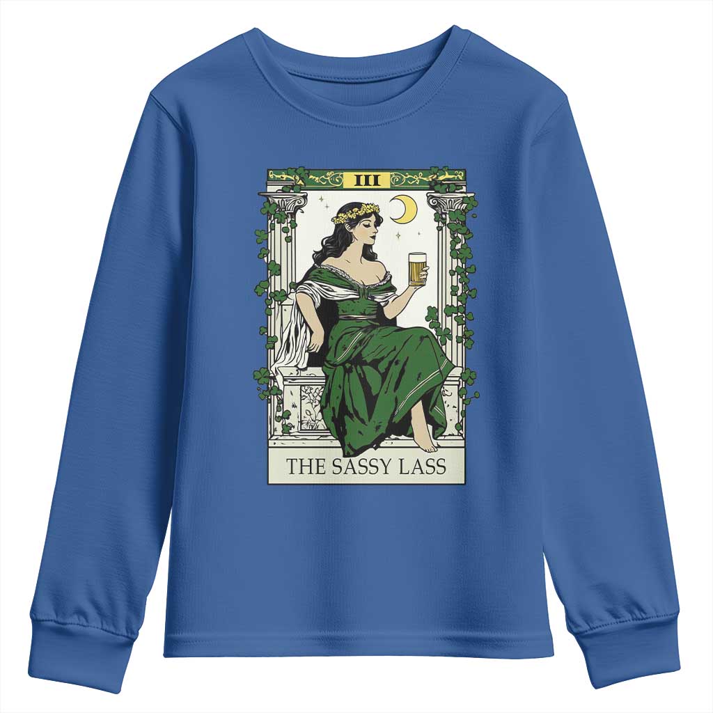 The Sassy Lass Tarot Card Youth Sweatshirt Funny St Patrick's Day TS02 Royal Blue Print Your Wear