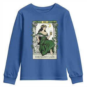 The Sassy Lass Tarot Card Youth Sweatshirt Funny St Patrick's Day TS02 Royal Blue Print Your Wear