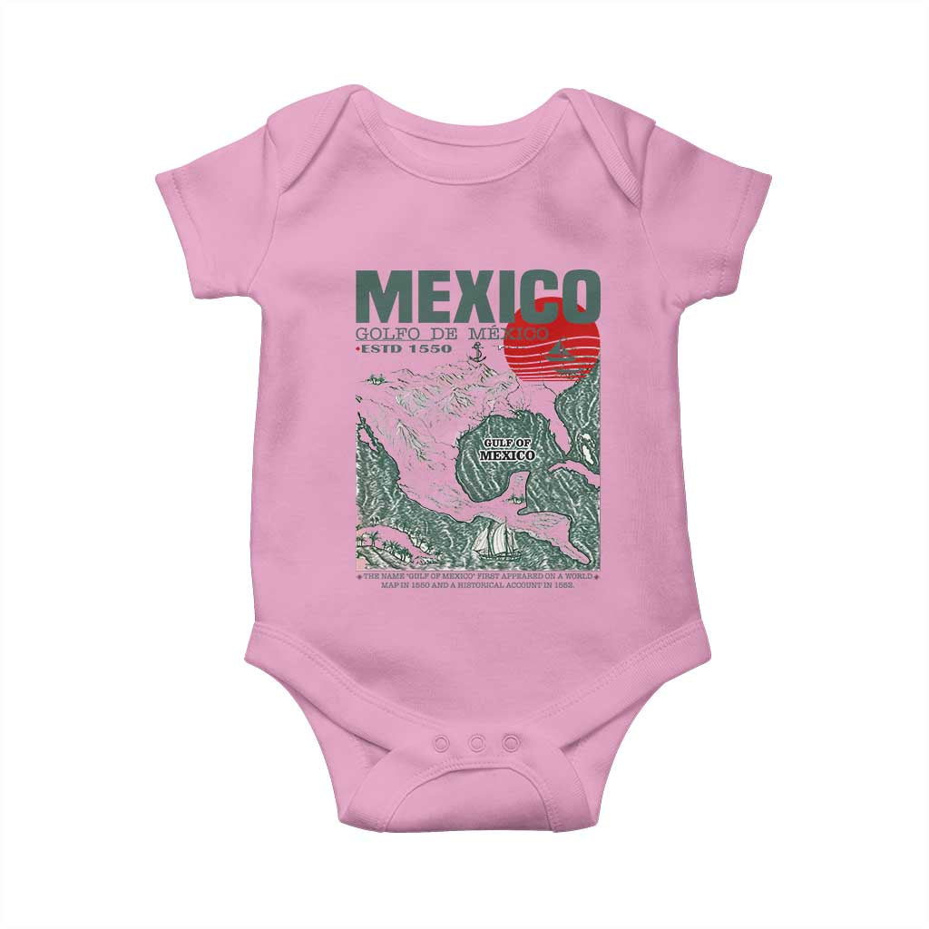 Gulf of Mexico Estd 1550 Baby Onesie Golfo De Mexico Historic Map Retro Graphic TS02 Light Pink Print Your Wear
