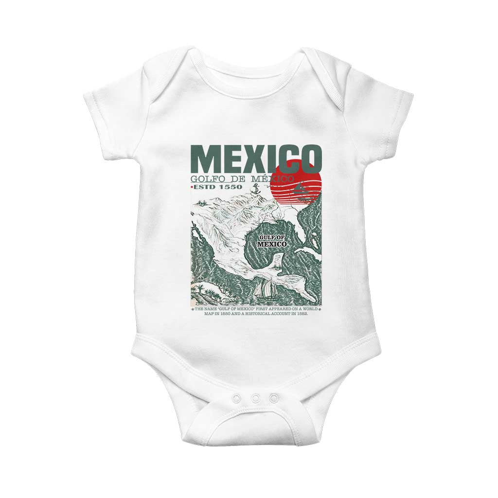 Gulf of Mexico Estd 1550 Baby Onesie Golfo De Mexico Historic Map Retro Graphic TS02 White Print Your Wear