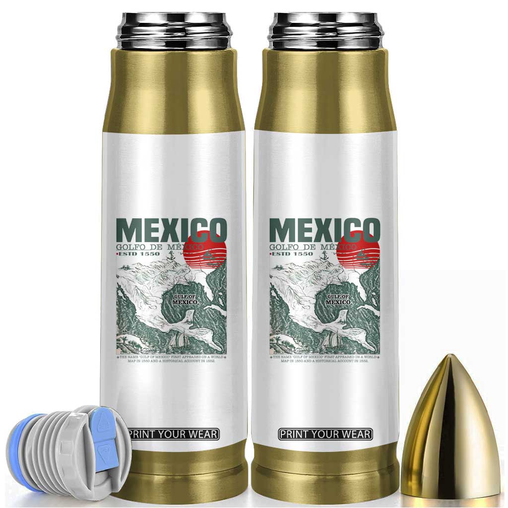 Gulf of Mexico Estd 1550 Bullet Tumbler Golfo De Mexico Historic Map Retro Graphic TS02 White Print Your Wear
