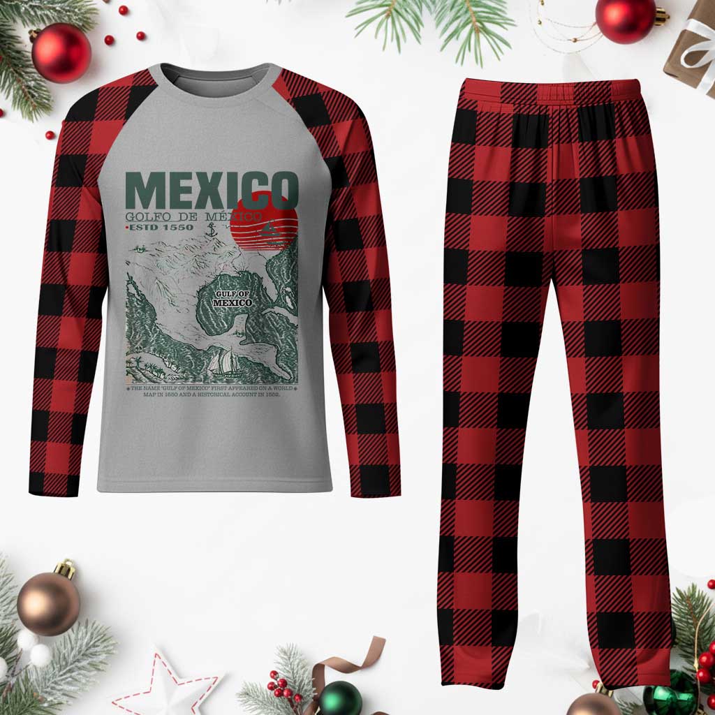 Gulf of Mexico Estd 1550 Plaid Pajama Set Golfo De Mexico Historic Map Retro Graphic TS02 Buffalo Plaid Print Your Wear