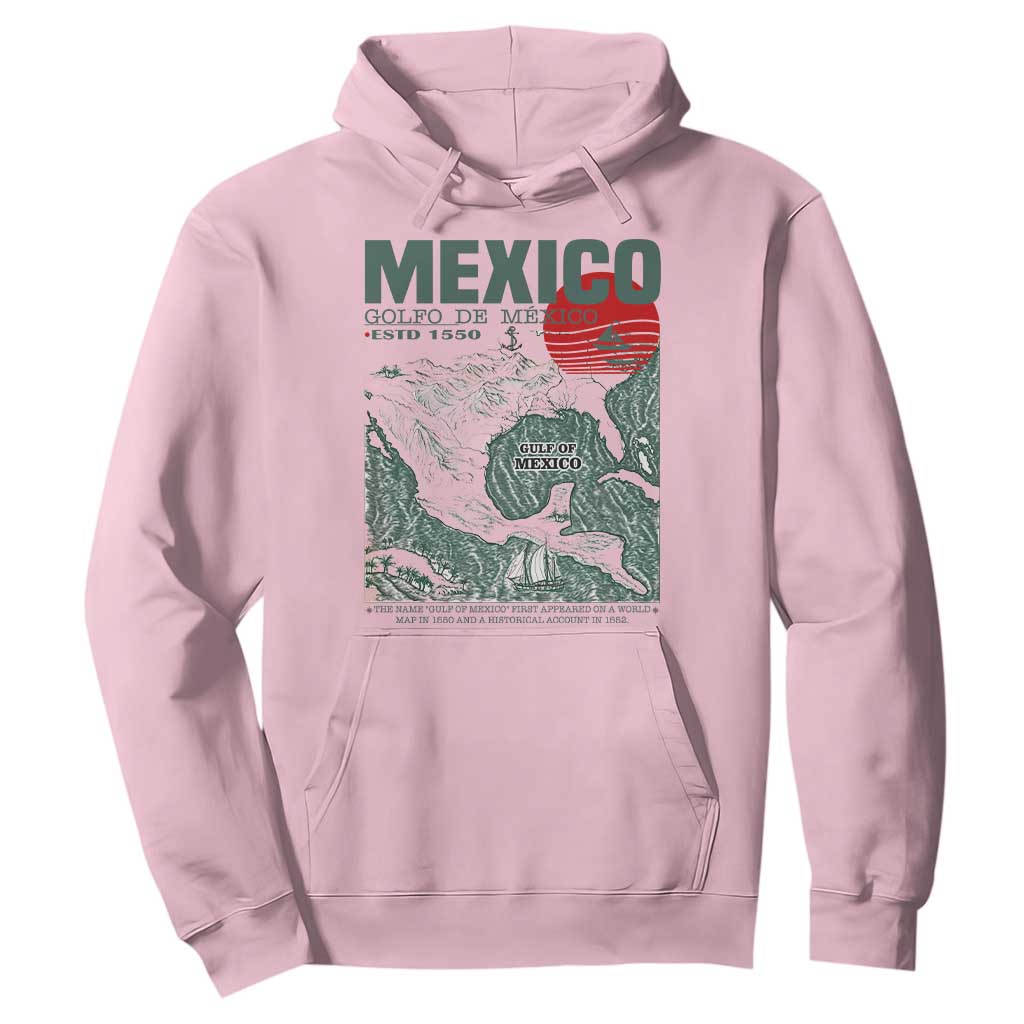 Gulf of Mexico Estd 1550 Hoodie Golfo De Mexico Historic Map Retro Graphic TS02 Light Pink Print Your Wear