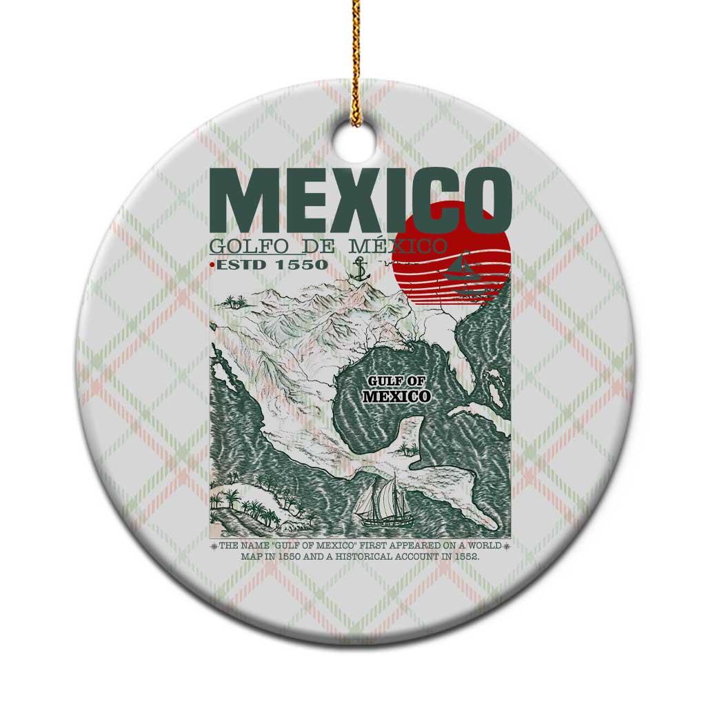 Gulf of Mexico Estd 1550 Ceramic Ornament Golfo De Mexico Historic Map Retro Graphic TS02 1pc Christmas Plaid Print Your Wear