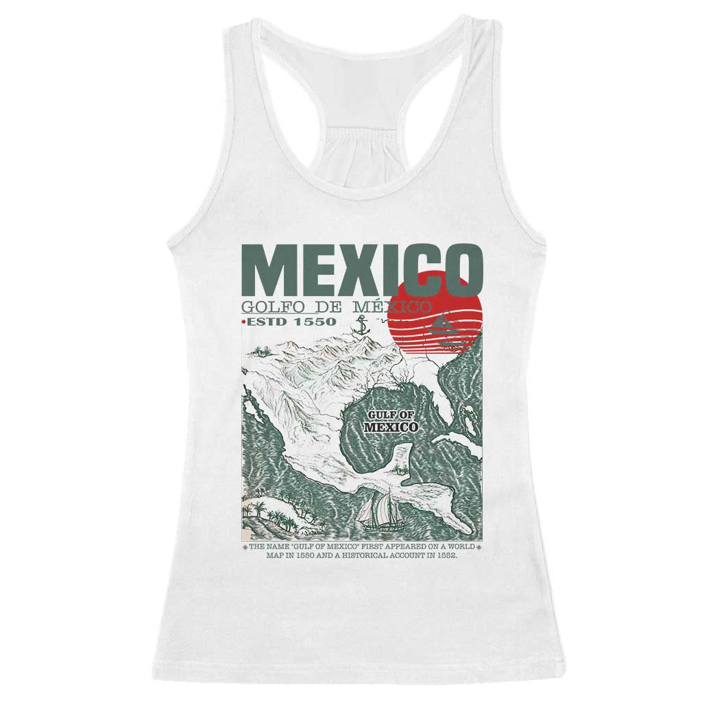 Gulf of Mexico Estd 1550 Racerback Tank Top Golfo De Mexico Historic Map Retro Graphic TS02 White Print Your Wear
