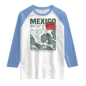 Gulf of Mexico Estd 1550 Raglan Shirt Golfo De Mexico Historic Map Retro Graphic TS02 White Carolina Blue Print Your Wear