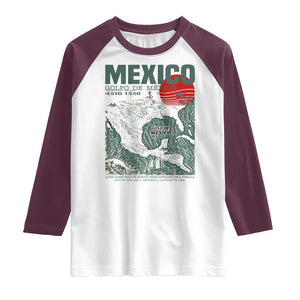 Gulf of Mexico Estd 1550 Raglan Shirt Golfo De Mexico Historic Map Retro Graphic TS02 White Maroon Print Your Wear