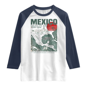 Gulf of Mexico Estd 1550 Raglan Shirt Golfo De Mexico Historic Map Retro Graphic TS02 White Navy Print Your Wear