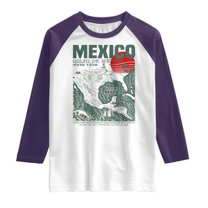 Gulf of Mexico Estd 1550 Raglan Shirt Golfo De Mexico Historic Map Retro Graphic TS02 White Purple Print Your Wear