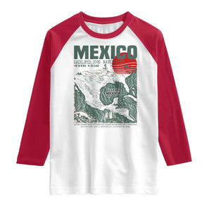 Gulf of Mexico Estd 1550 Raglan Shirt Golfo De Mexico Historic Map Retro Graphic TS02 White Red Print Your Wear