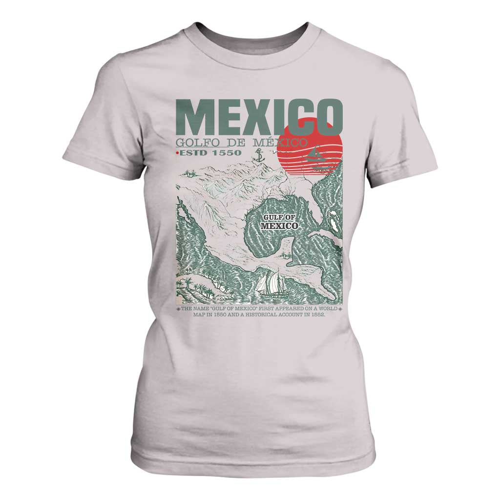 Gulf of Mexico Estd 1550 T Shirt For Women Golfo De Mexico Historic Map Retro Graphic TS02 Ice Gray Print Your Wear