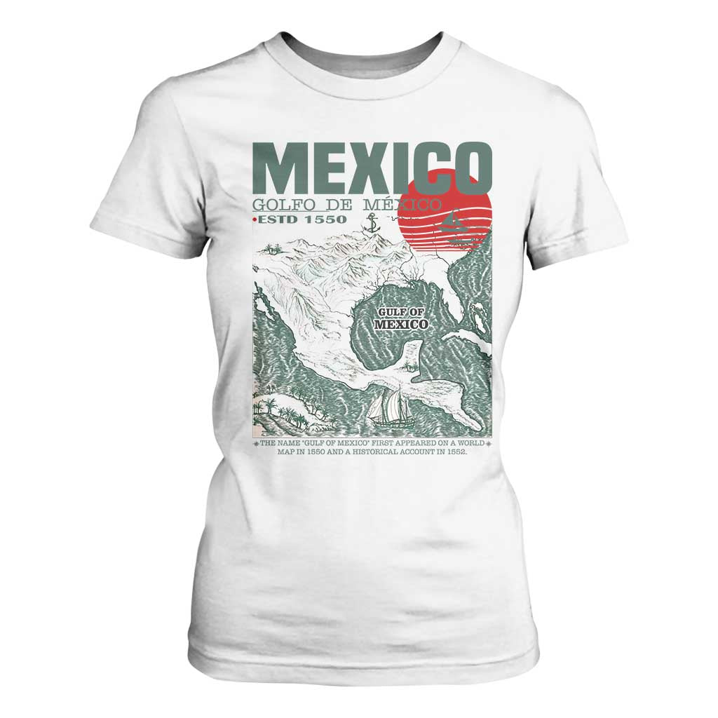 Gulf of Mexico Estd 1550 T Shirt For Women Golfo De Mexico Historic Map Retro Graphic TS02 White Print Your Wear