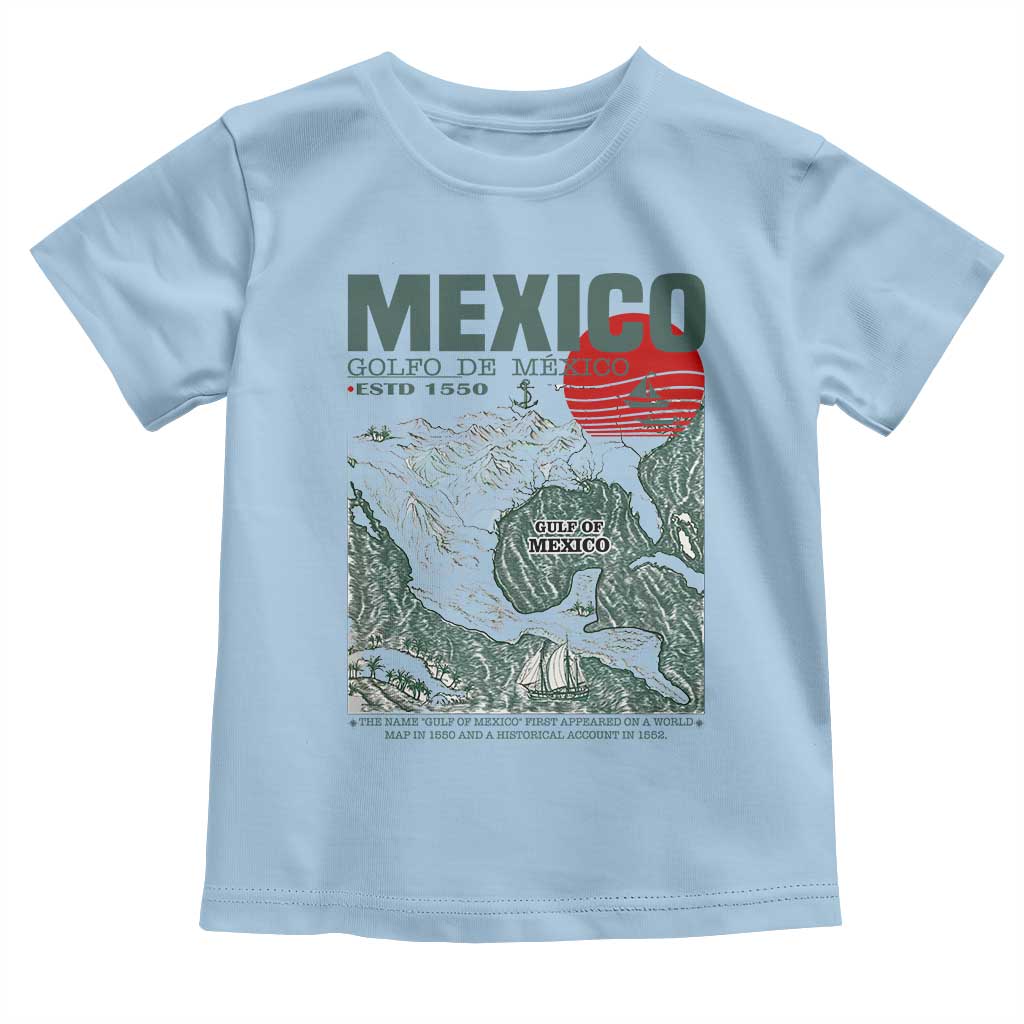 Gulf of Mexico Estd 1550 Toddler T Shirt Golfo De Mexico Historic Map Retro Graphic TS02 Light Blue Print Your Wear