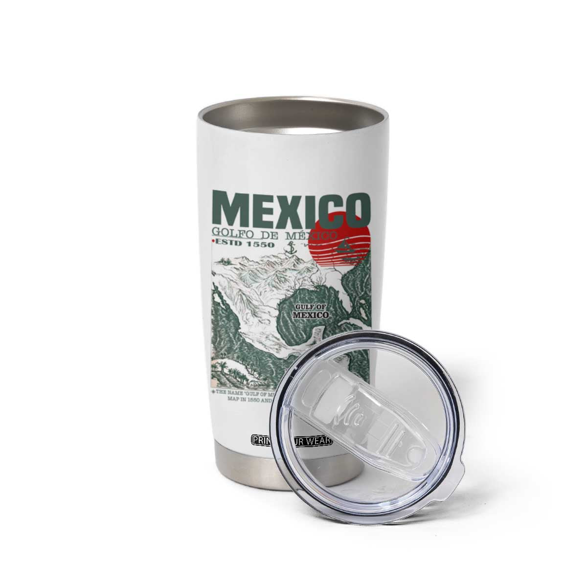 Gulf of Mexico Estd 1550 Tumbler Cup Golfo De Mexico Historic Map Retro Graphic TS02 Print Your Wear
