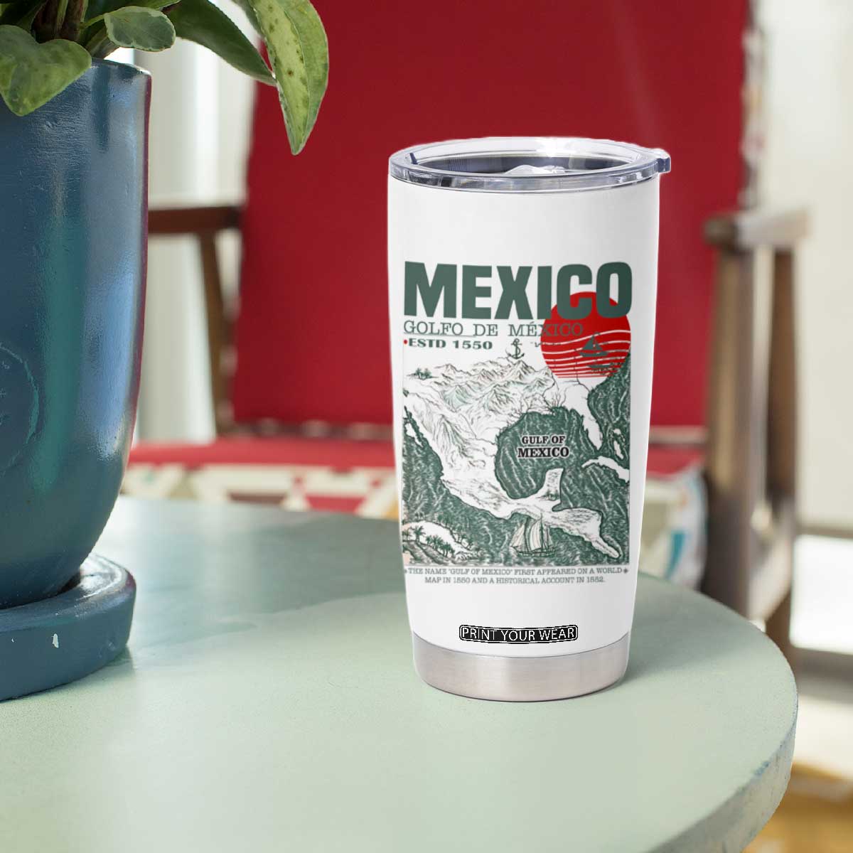 Gulf of Mexico Estd 1550 Tumbler Cup Golfo De Mexico Historic Map Retro Graphic TS02 Print Your Wear