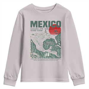 Gulf of Mexico Estd 1550 Youth Sweatshirt Golfo De Mexico Historic Map Retro Graphic TS02 Ice Gray Print Your Wear