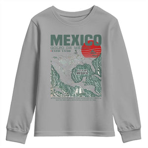 Gulf of Mexico Estd 1550 Youth Sweatshirt Golfo De Mexico Historic Map Retro Graphic TS02 Sport Gray Print Your Wear