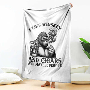 I Like Whiskey and Cigars and Maybe 3 People Throw Blanket Funny Bigfoot Drinking and Cigarette Anti-Social Humor TS02 Print Your Wear