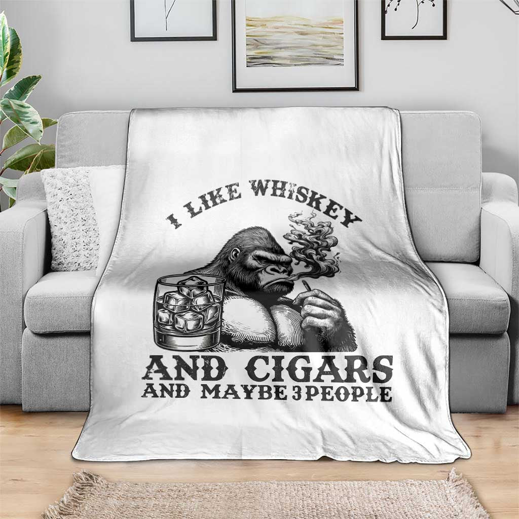 I Like Whiskey and Cigars and Maybe 3 People Throw Blanket Funny Bigfoot Drinking and Cigarette Anti-Social Humor TS02 Print Your Wear