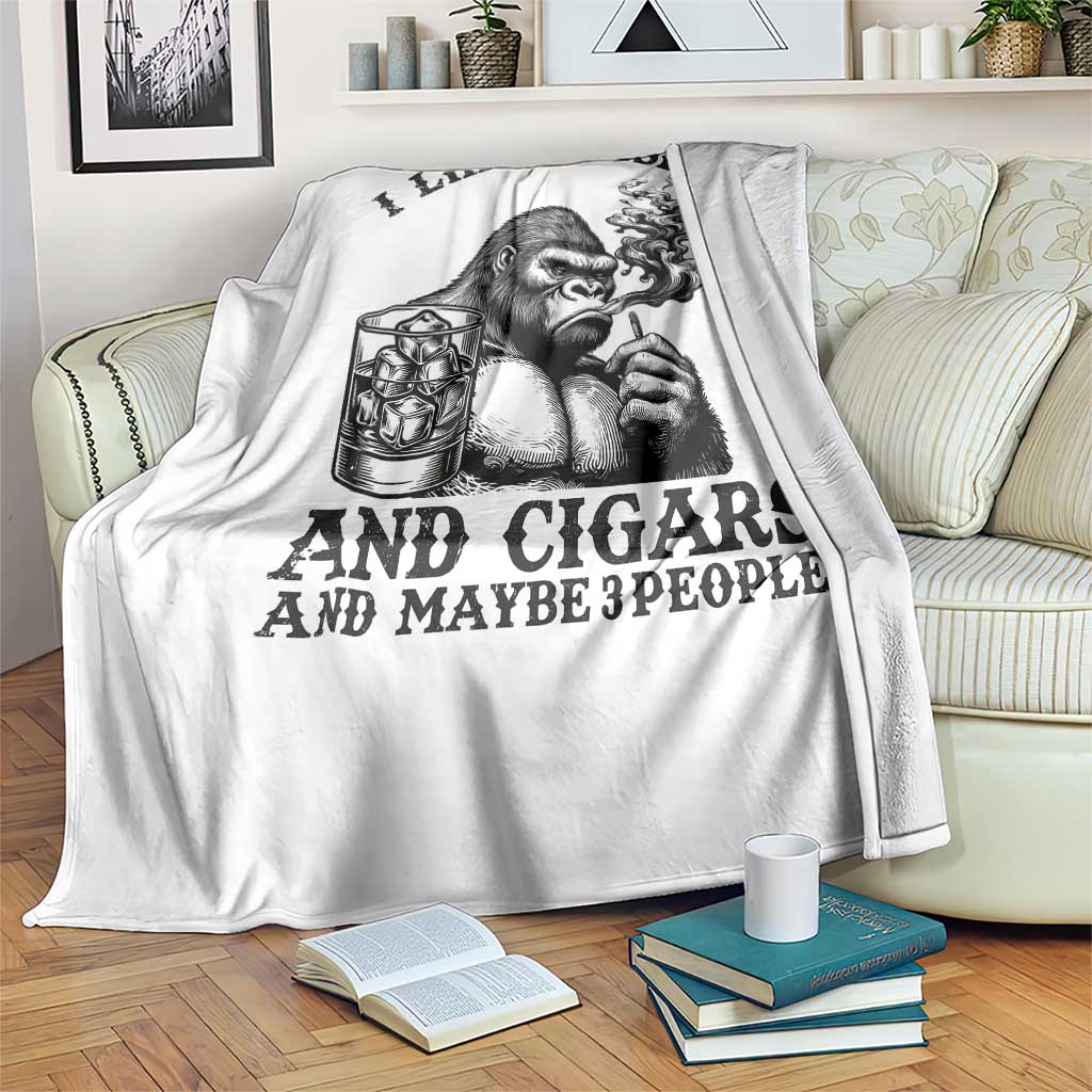 I Like Whiskey and Cigars and Maybe 3 People Throw Blanket Funny Bigfoot Drinking and Cigarette Anti-Social Humor TS02 Print Your Wear