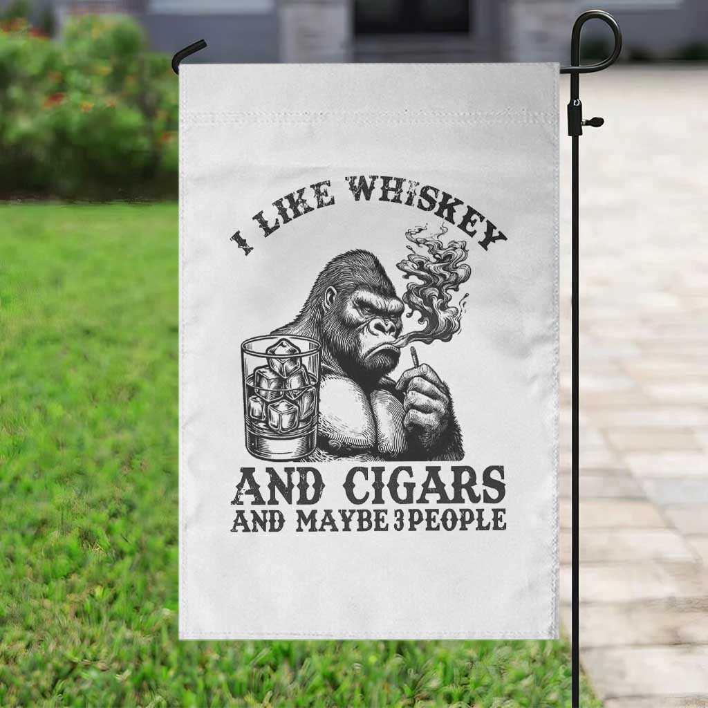I Like Whiskey and Cigars and Maybe 3 People Garden Flag Funny Bigfoot Drinking and Cigarette Anti-Social Humor TS02 Print Your Wear