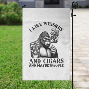 I Like Whiskey and Cigars and Maybe 3 People Garden Flag Funny Bigfoot Drinking and Cigarette Anti-Social Humor TS02 Print Your Wear